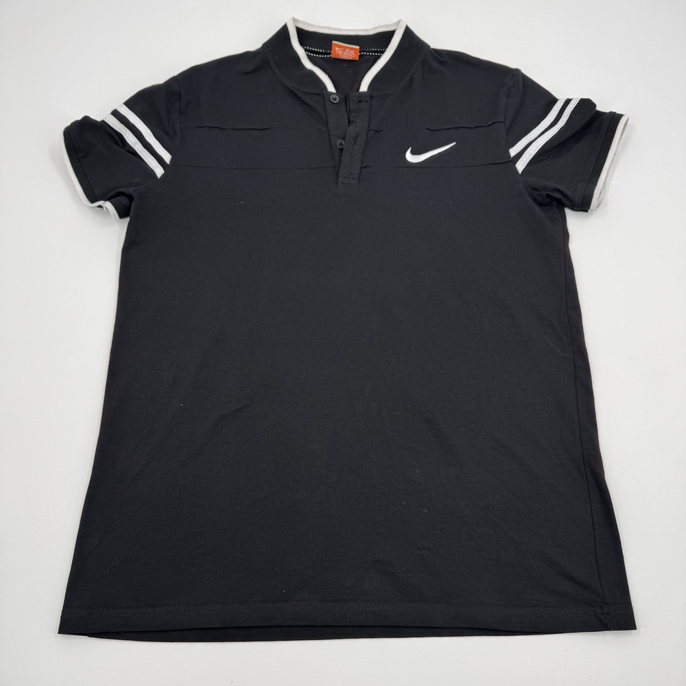 Vintage Nike Orange Tag 90's‎ Woman Mock Collar Polo Shirt Size XL Black X-Large